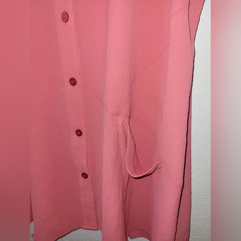 (2)Joan Rivers Tunic Sleeveless Crepe Gauze Pink Yellow Large Stretch Shirt Top - Picture 6 of 15